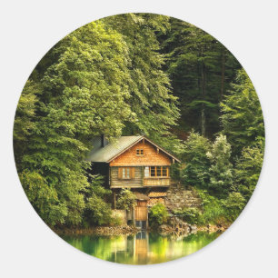 Adesivo Redondo Cabin Lake House