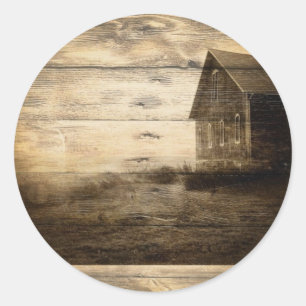 Adesivo Redondo cabine primitiva de fazenda de celeiro do oeste