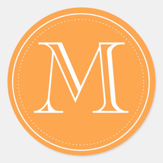 Adesivo Redondo Cabo de Envelope Monograma Laranja por Impressões  (Frente)