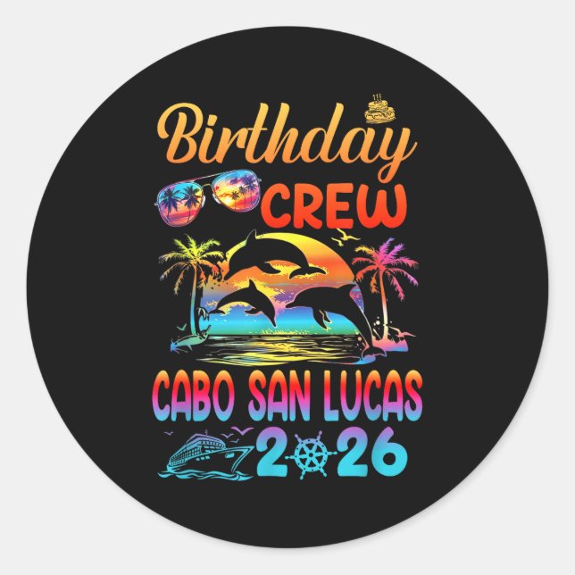 Adesivo Redondo Cabo San Lucas Birthday Trip Vacation 2026 Matchin (Frente)