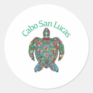 Adesivo Redondo Cabo San Lucas Tribal Turtle