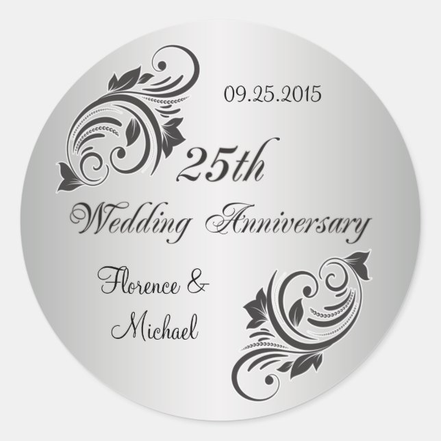 Adesivo Redondo Cabos prateados e flores (Frente)