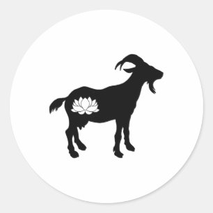 Adesivo Redondo Cabra Com Símbolo de Lótus Namaste Cabra Yoga _1