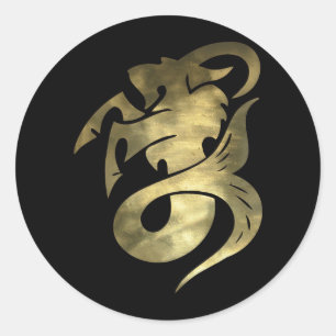 Adesivo Redondo Cabra Dourado rústica do Capricórnio