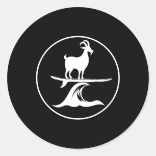 Adesivo Redondo Cabra Engraçada Surfando Crianças Legais Animais d