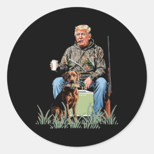 Adesivo Redondo Caça à Campanha Trump Camuflagem Engraçado Estação