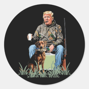 Adesivo Redondo Caça à Campanha Trump Camuflagem Engraçado Estação