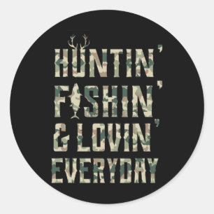 Adesivo Redondo Caça À Pesca Ama Todos Os Dias