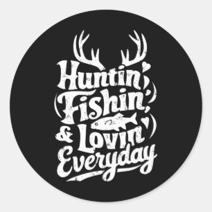 Adesivo Redondo Caça À Pesca Amar Todos Os Dias Camisas Peixes Caç