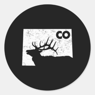 Adesivo Redondo Caça ao Elk do Colorado - Forma de Estado do Elk B