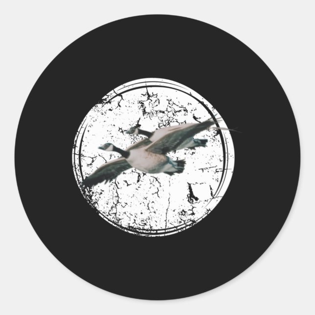 Adesivo Redondo Caça aos gansos canadenses (Frente)