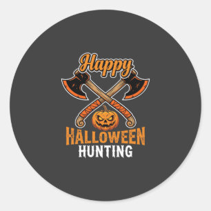 Adesivo Redondo Caça de Halloween Machados Cruzados Jack O Lantern