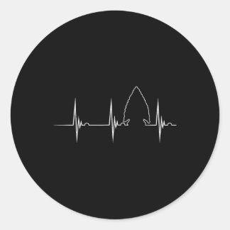 Adesivo Redondo Caça De Pontas De Seta De Coração Ekg Pulso Hunter