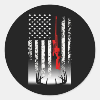 Adesivo Redondo Caça de veados à bandeira americana