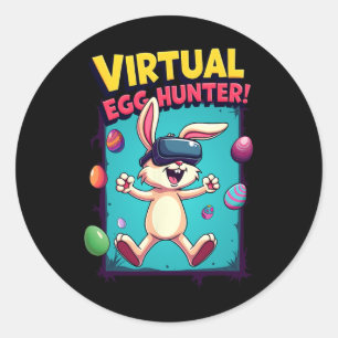 Adesivo Redondo Caça-Ovos Virtual - Bunny Vr Gamer Divertido Pásco