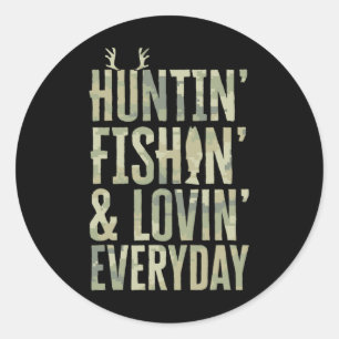 Adesivo Redondo Caça Pesca Amando Todos os Dias Camisa1