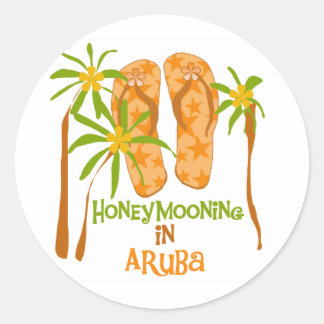 Adesivo Redondo Caçada de mel em Aruba