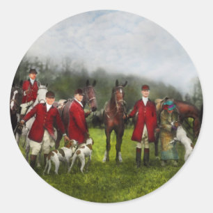 Adesivo Redondo Caçador - A caça à raposa - Tally-ho 1924