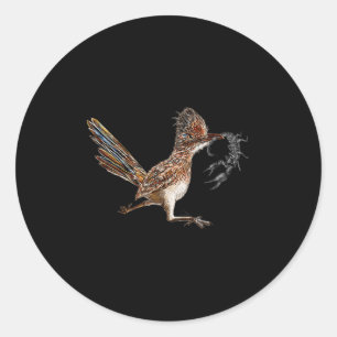 Adesivo Redondo Caçador de Pássaros Engraçado Roadrunner Scorpion