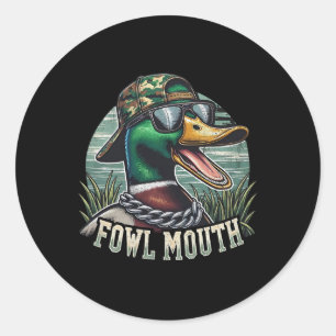 Adesivo Redondo Caçador de Pato Engraçado Camisa Pato de Boca Foga