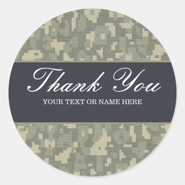 Adesivo Redondo caçador do exército militar da camuflagem digital (Frente)
