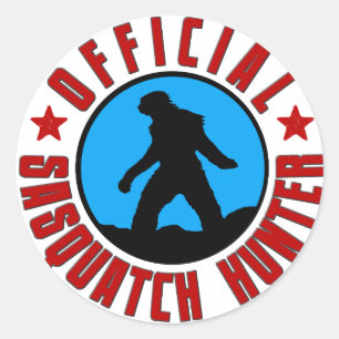 Adesivo Redondo Caçador Oficial Sasquatch! Vinheta-Membro Bigfoot
