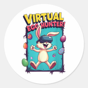 Adesivo Redondo Caçador Virtual de Ovos - Páscoa Engraçada Do Game