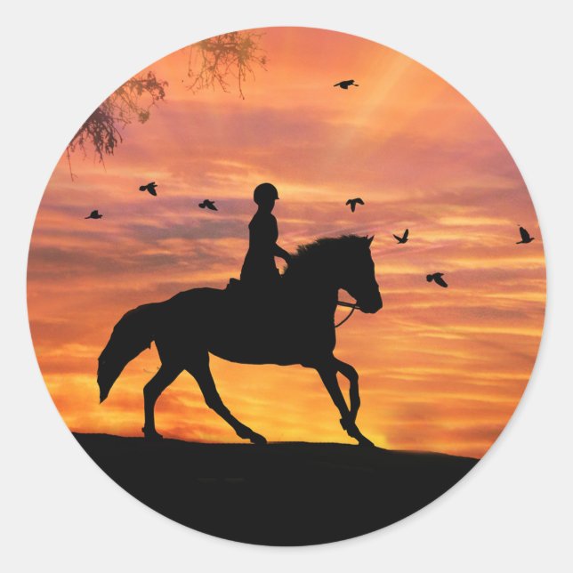 Adesivo Redondo Caçadores Equestres Jumper Horseback (Frente)