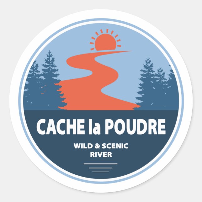 Adesivo Redondo Cache la Poudre Wild E Scenic River (Frente)