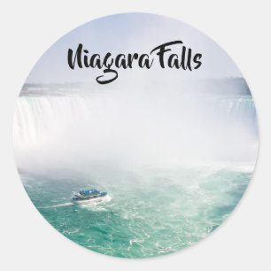 Adesivo Redondo Cachoeira Boat e Horseshoe de Niagara Falls