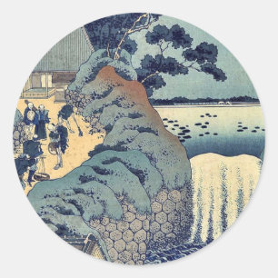 Adesivo Redondo Cachoeira do gaok de Aoi por Katsushika, Hokusai