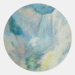 Adesivo Redondo Cachoeira em Yellowstone por Twachtman, Arte Antig
