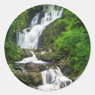 Adesivo Redondo Cachoeira Torc, cenário, Irlanda