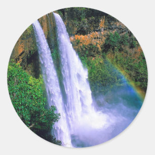 Adesivo Redondo Cachoeira Wailua Kauai Havaí