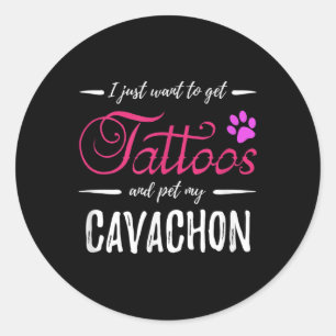 Adesivo Redondo Cachon Cachon Lover Tatuagem Engraçada Cachorro Mã