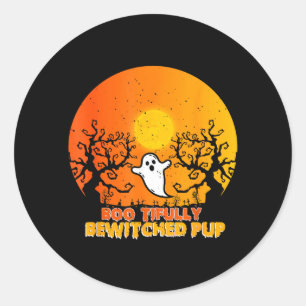 Adesivo Redondo Cachorrinho de Halloween Encantadoramente Enfeitiç