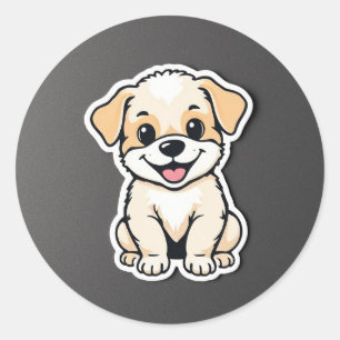 Adesivo Redondo cachorrinho fofo