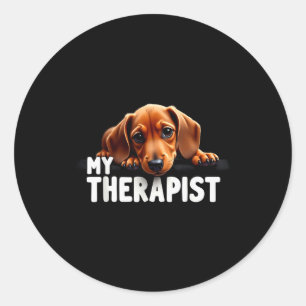 Adesivo Redondo Cachorrinho Wiener Engraçado Meu Dachshund Terapêu