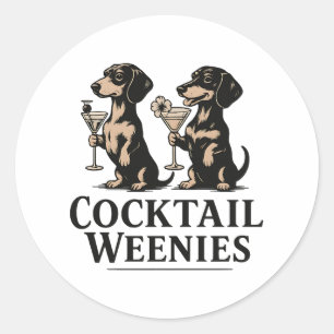 Adesivo Redondo Cachorrinhos Dachshund Engraçados para Cocktail