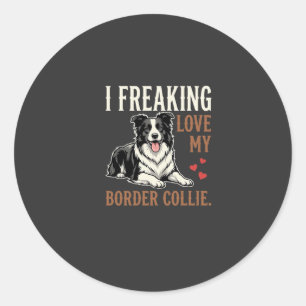 Adesivo Redondo Cachorro Amor Border Collie Engraçado