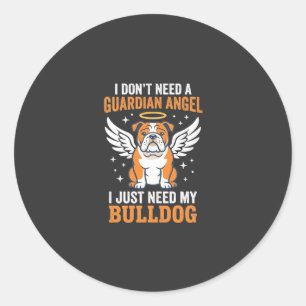 Adesivo Redondo Cachorro Anjo da Guarda Bulldog