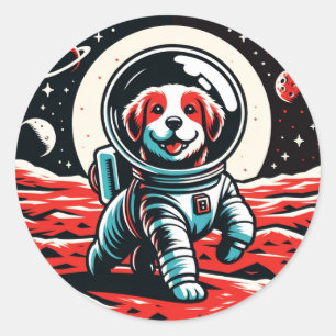 Adesivo Redondo Cachorro Astronauta - Aventura Espacial Canino Cós