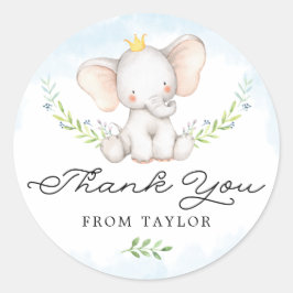 Adesivo Redondo Cachorro Azul Cura Elefante Para Bebê Obrigado