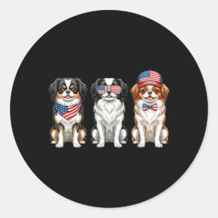 Adesivo Redondo Cachorro Bandeira Americana 4 De Julho Japanese Ch