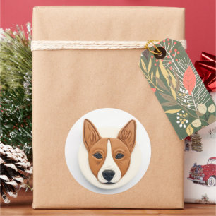 Adesivo Redondo Cachorro Basenji Inspirado em 3D