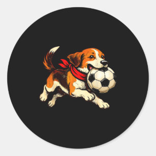 Adesivo Redondo Cachorro Beagle Engraçado Jogando Dia de Jogo de F