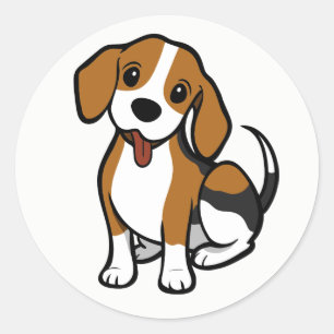 Adesivo Redondo Cachorro Beagle Fofo Cartoon Amor Beagles