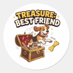Adesivo Redondo Cachorro Beagle Melhor Amigo Tesouro