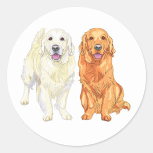 Adesivo Redondo Cachorro Bonito Amante de Cartoon Retriever Golden