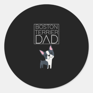 Adesivo Redondo Cachorro Boston Terrier Pai Mens I Love Custa Engr